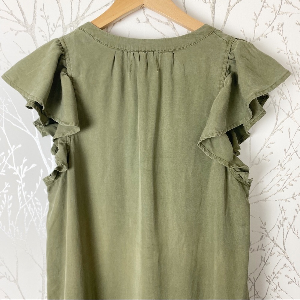 KNOX ROSE Olive Green Boho Tier Ruffle Mini Dress Boho Festival summer flirty XS - Picture 7 of 14